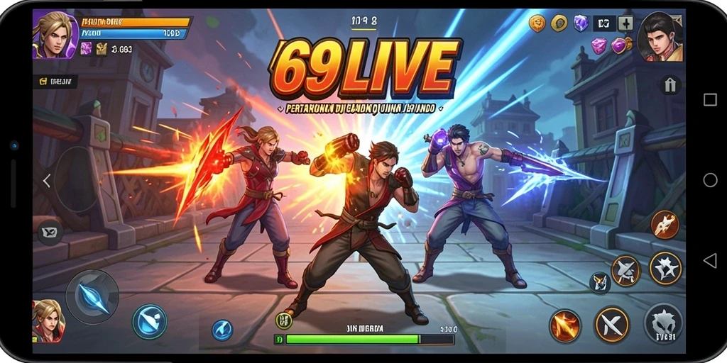 Tangkapan layar menunjukkan aksi pertarungan yang mendebarkan di 69LIVE.