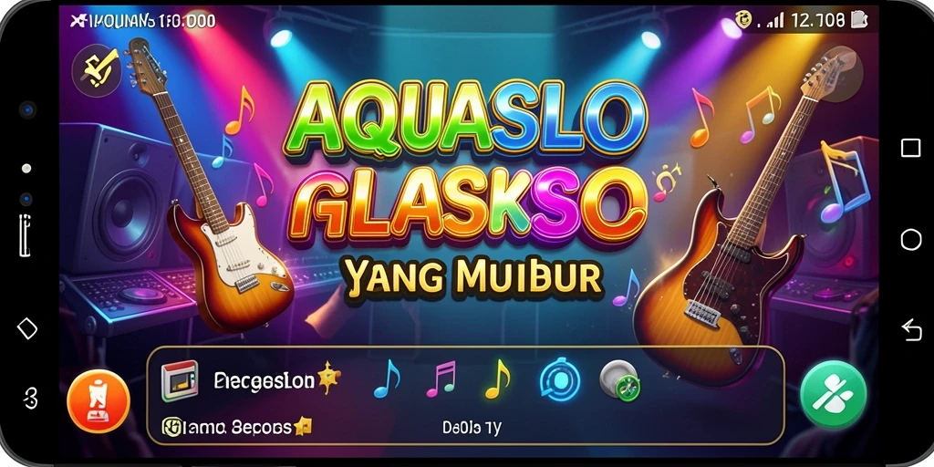 Screenshot gameplay AQUASLOT menampilkan momen seru dalam bermain musik.