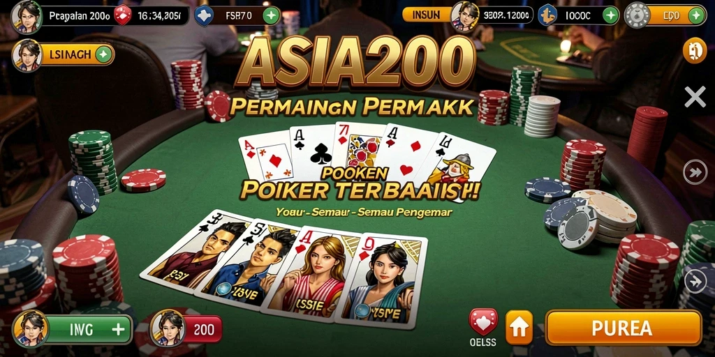 Tampilan gameplay ASIA200 yang seru dan menegangkan saat bermain poker.