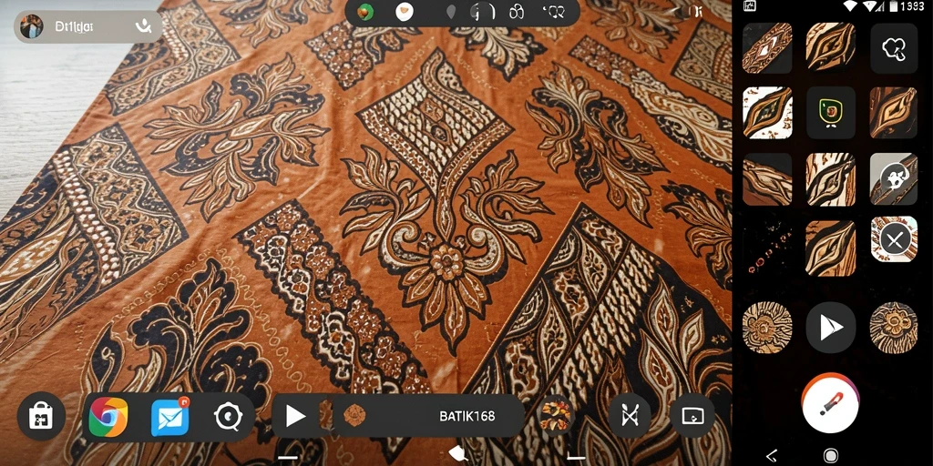 Screenshot BATIK168 menampilkan pengguna yang sedang menyusun kain batik digital.