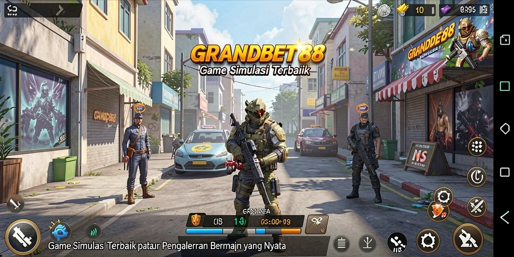 Screenshot utama GRANDBET88 menampilkan gameplay simulasi yang menarik dan realistis.
