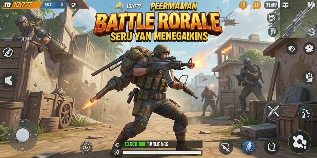 Tampilan gameplay penuh aksi dari IDA777 di arena Battle Royale.