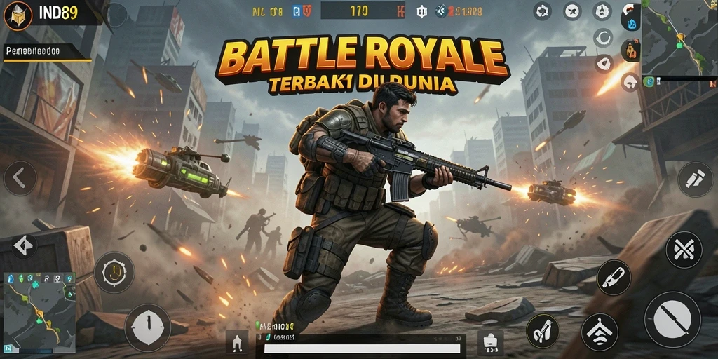 Gameplay seru IND89 dalam pertempuran Battle Royale.