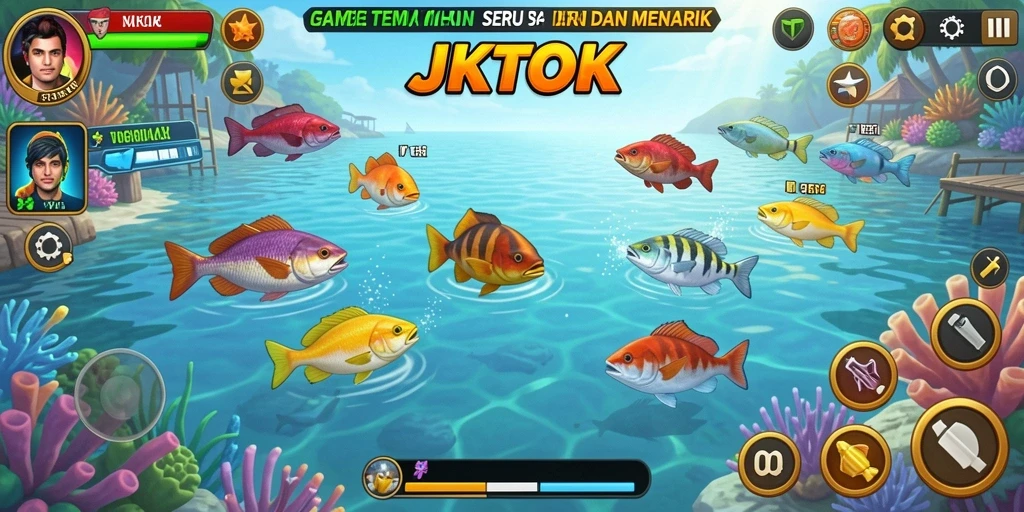Tangkapan layar gameplay JKTOK menampilkan keseruan menembak ikan.