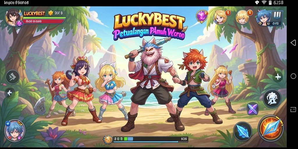 Tampilan menarik gameplay LUCKYBEST dengan karakter anime.