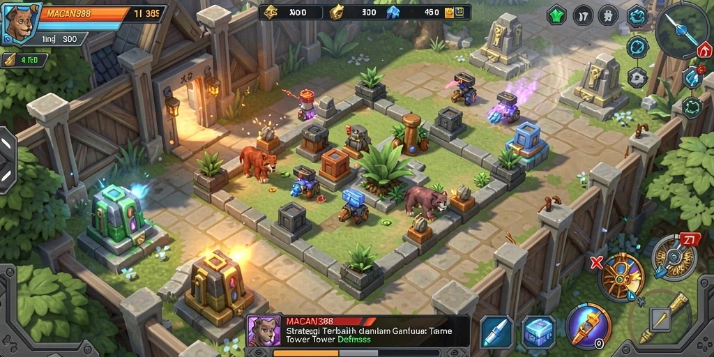 Tangkapan layar menunjukkan gameplay menegangkan dalam Tower Defense.