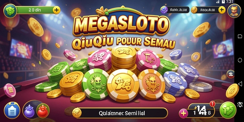 Tampilan gameplay seru di MEGASLOTO dengan kartu QiuQiu.