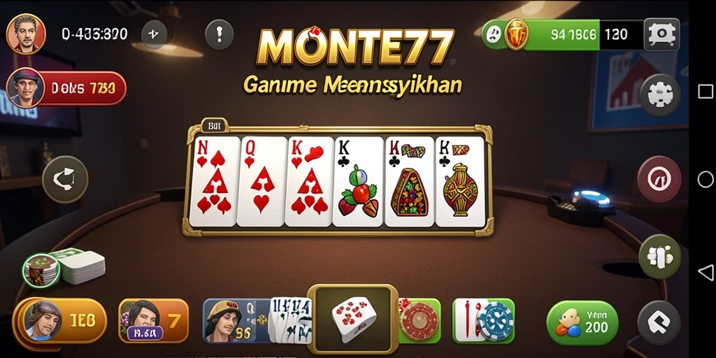 Screenshot utama MONTE77 menampilkan gameplay Domino yang seru dan menantang.