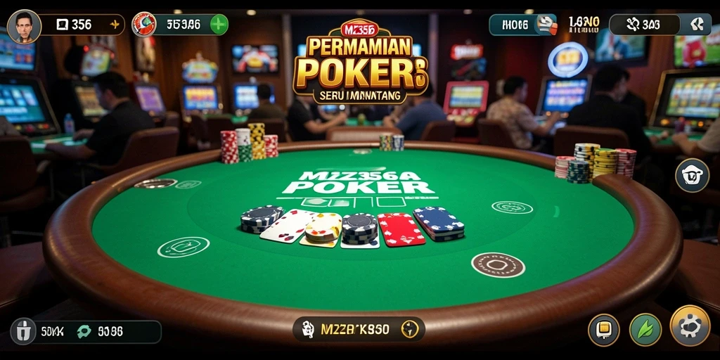 Screenshot gameplay MZ356 yang menunjukkan momen seru dalam permainan Poker.