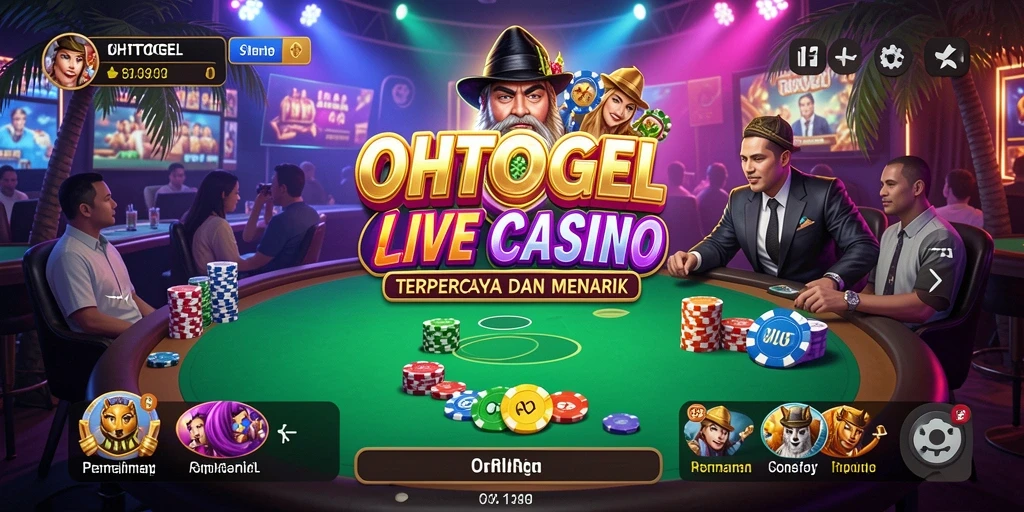 Screenshot gameplay OHTOGEL menampilkan interaksi dealer dan pemain dalam Live Casino.