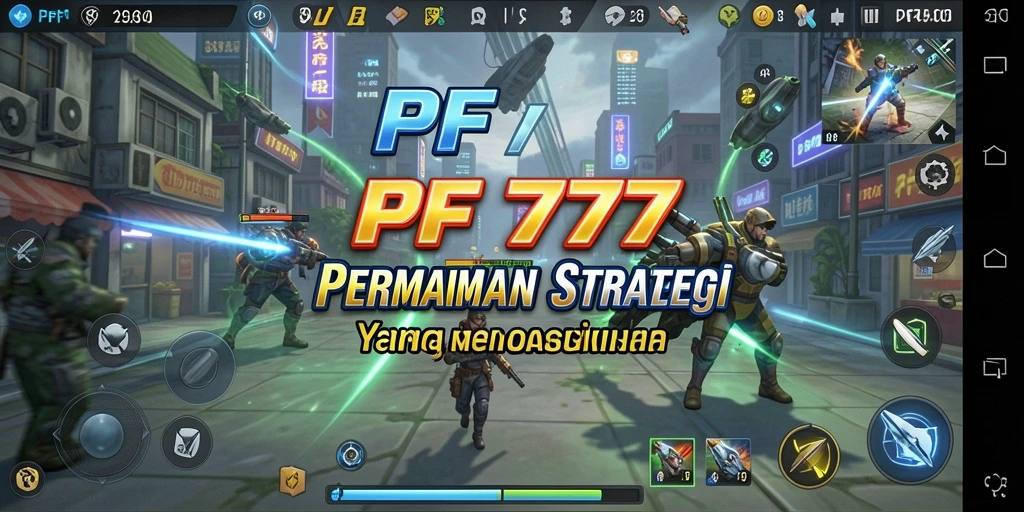 Tangkapan layar gameplay PF777 yang menunjukkan pertempuran strategi yang intens.