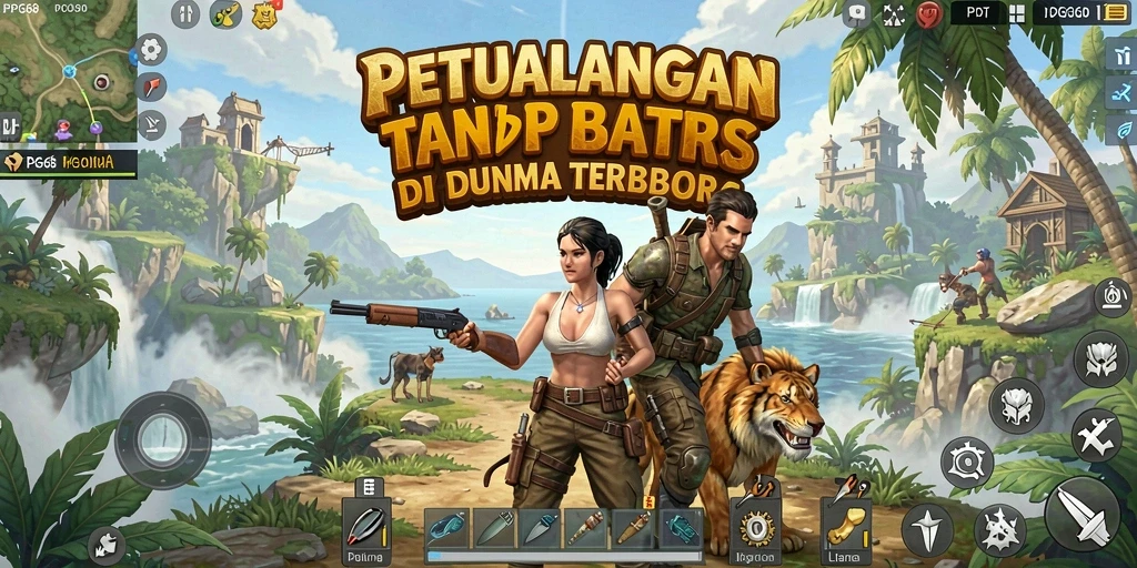 Tampilan gameplay Open World yang menakjubkan dan penuh warna.