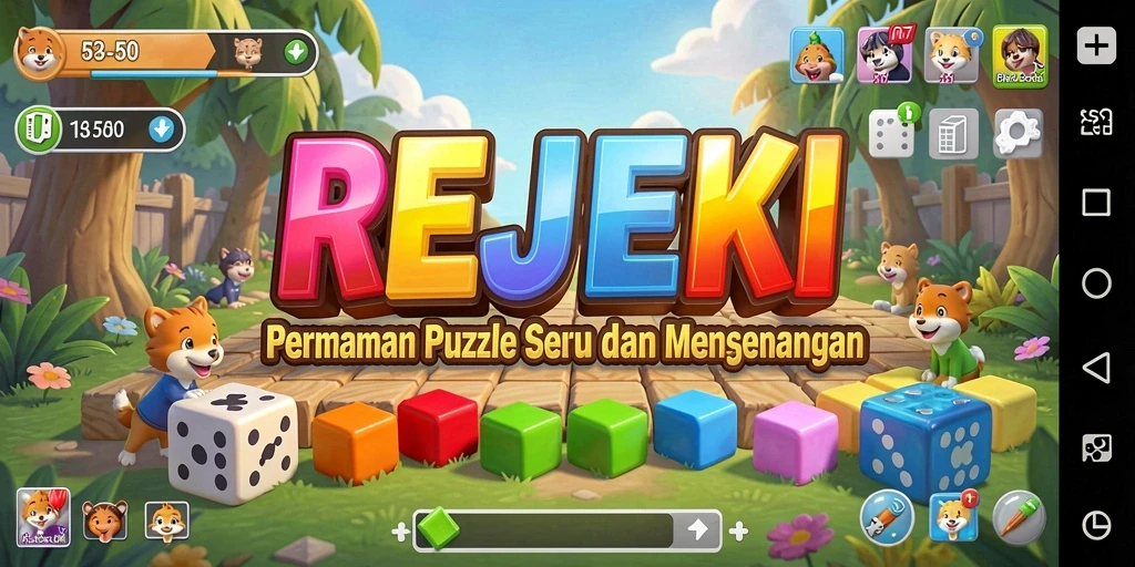 Screenshot utama REJEKI menampilkan gameplay Puzzle yang menarik.