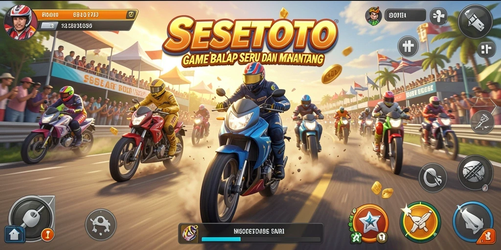 Tampilan gameplay menakjubkan dari SESETOTO dalam balapan seru.