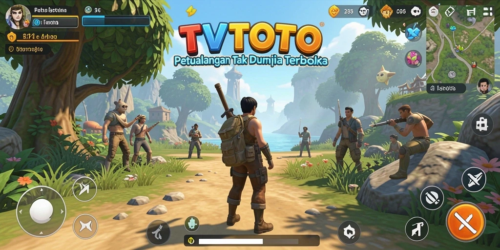 Tangkapan layar TVTOTO menampilkan eksplorasi dalam dunia terbuka yang menakjubkan.