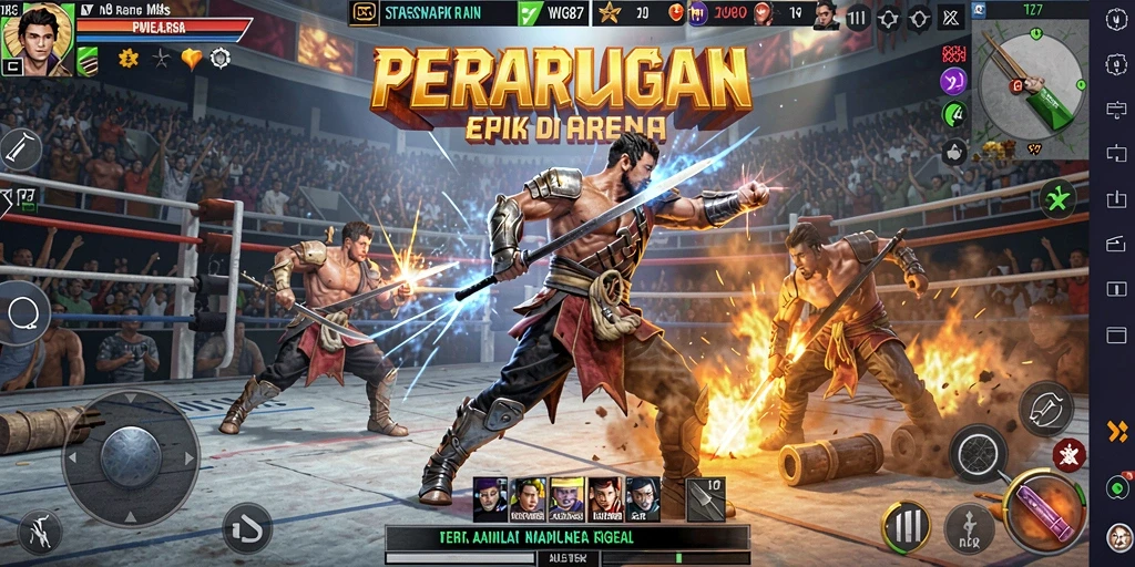 Tampilan gameplay seru dalam WG87 dengan pertarungan intens.